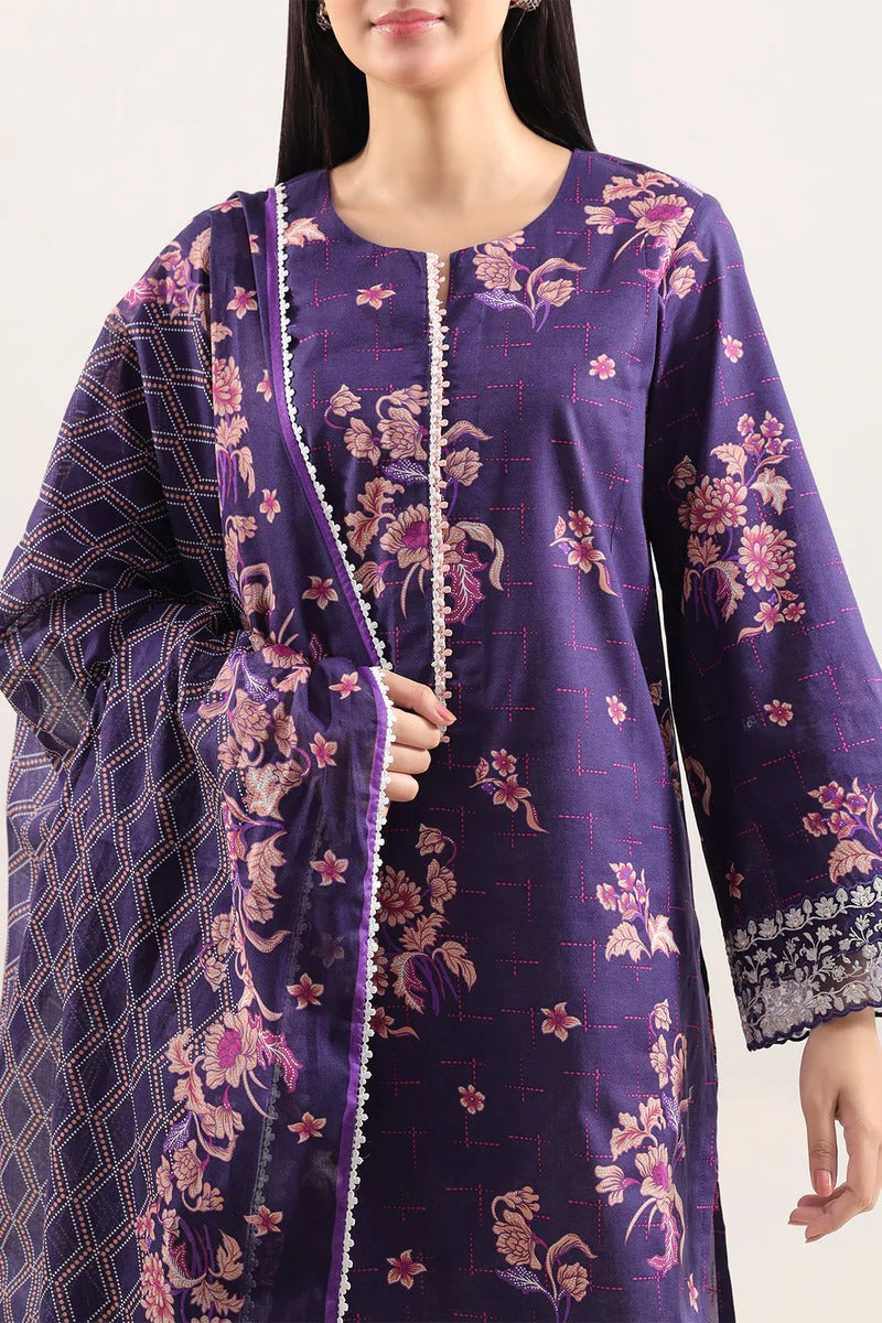 Unstitched Printed Embroidered Lawn 2 Piece (Shirt/Dupatta)