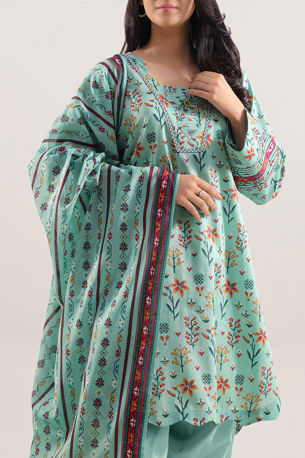 Unstitched Printed Lawn 3 Piece