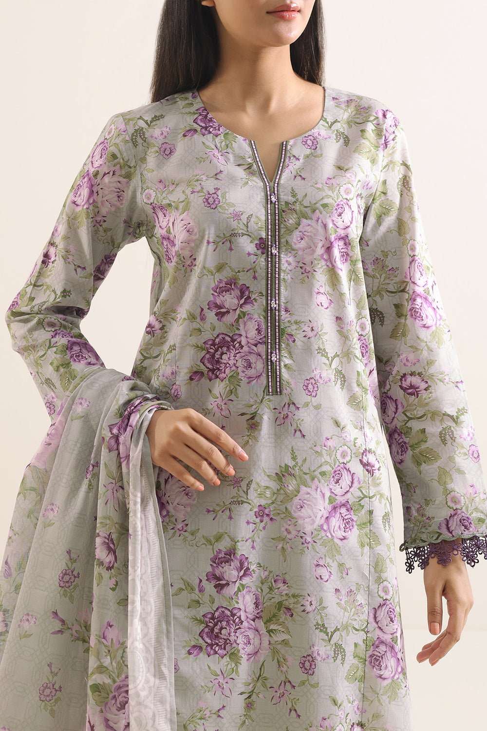 Unstitched Printed Lawn 3 Piece