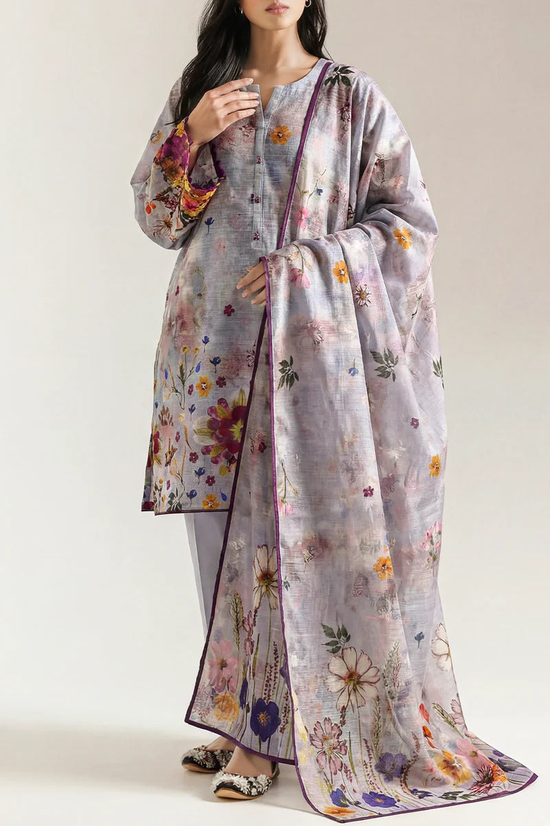 Unstitched Printed Lawn 3 Piece