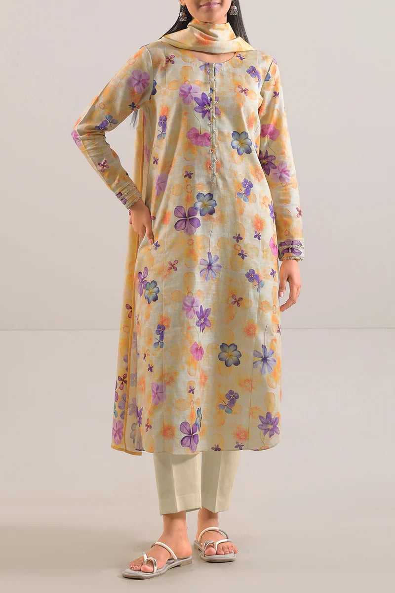 Unstitched Printed Lawn 3 Piece