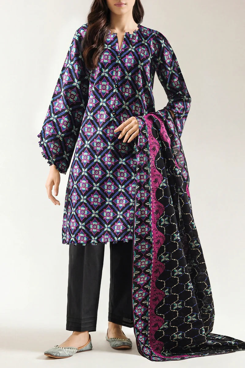 Unstitched Printed Lawn 3 Piece