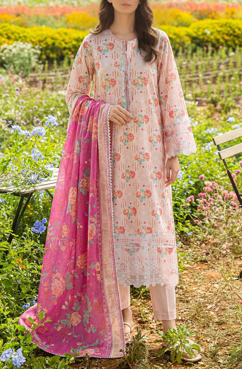 Unstitched Printed Embroidered Lawn 2 Piece (Shirt/Dupatta)