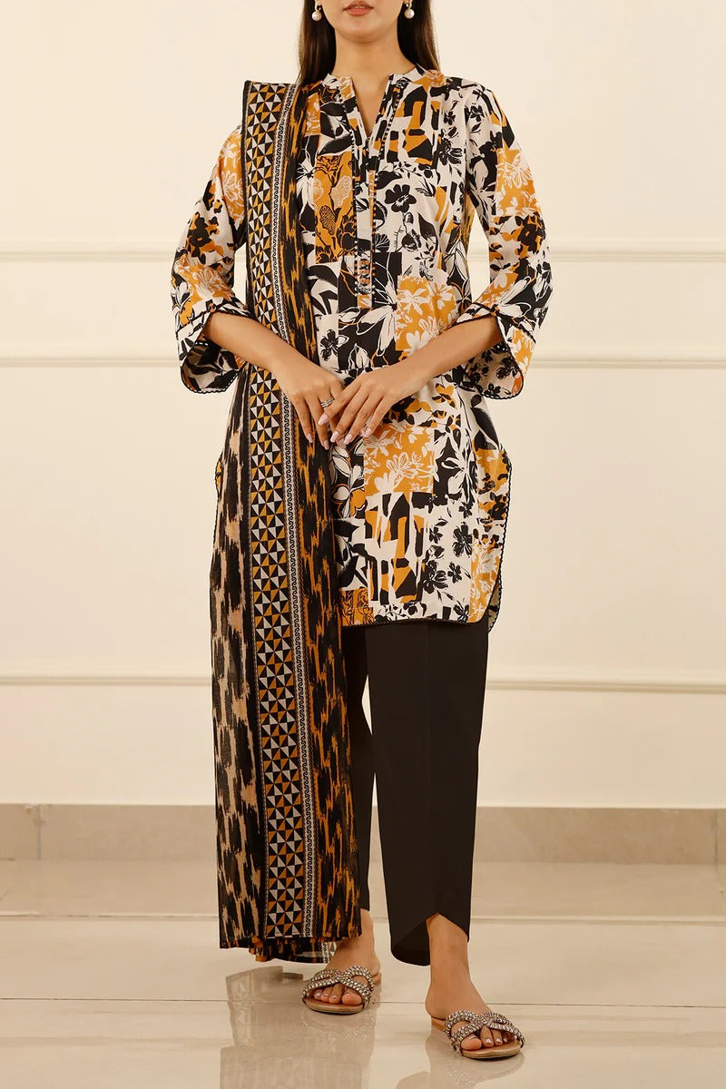 Unstitched Printed Lawn 3 Piece