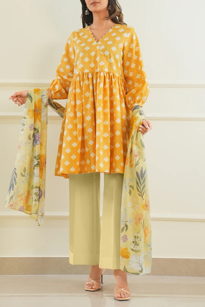 Unstitched Printed Lawn 3 Piece