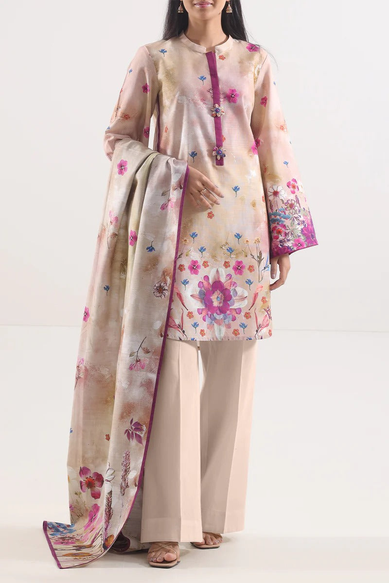 Unstitched Printed Lawn 3 Piece