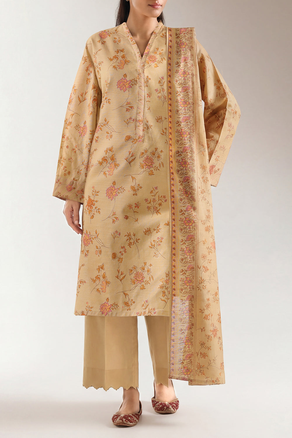 Unstitched Printed Lawn 3 Piece