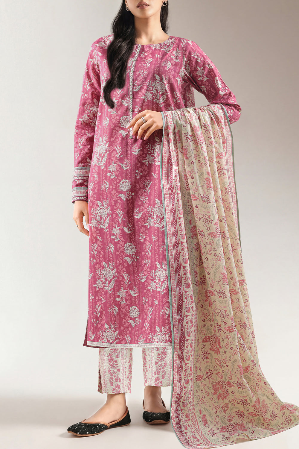 Unstitched Printed Lawn 3 Piece