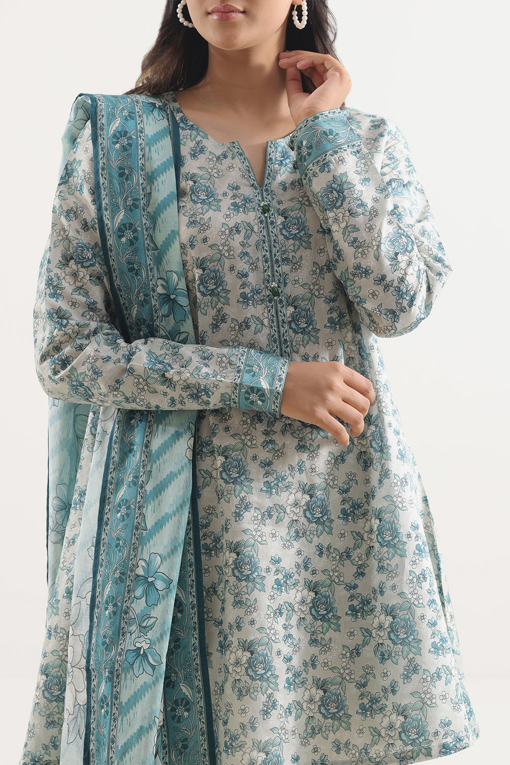 Unstitched Printed Lawn 3 Piece