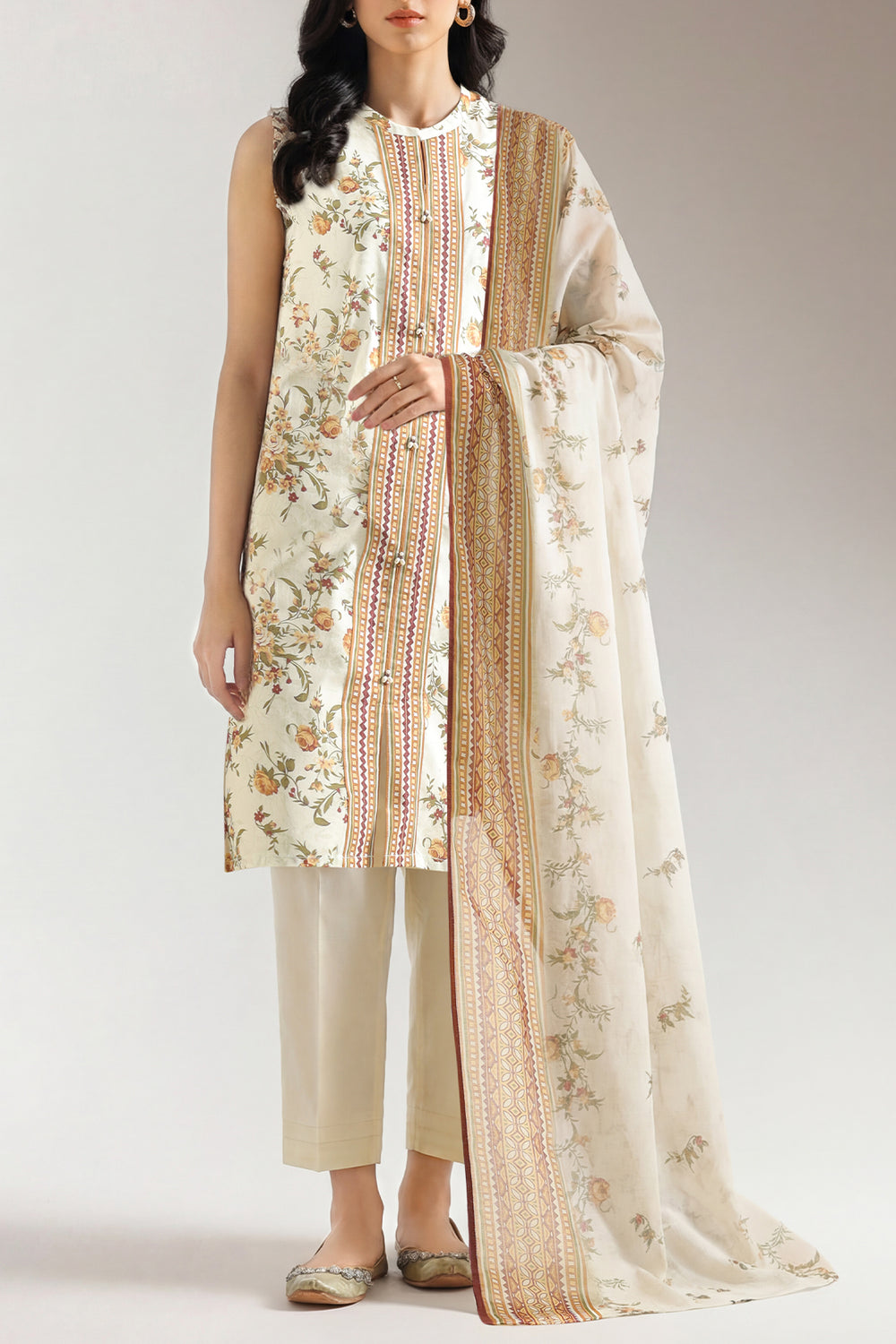 Unstitched Printed Lawn 3 Piece