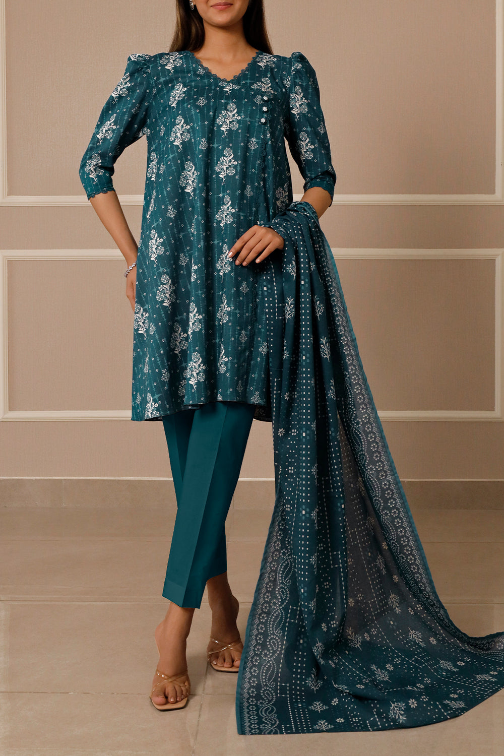 Unstitched Printed Lawn 3 Piece