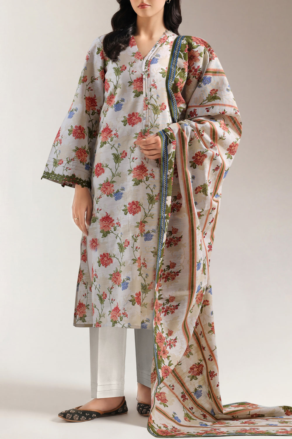 Unstitched Printed Lawn 3 Piece