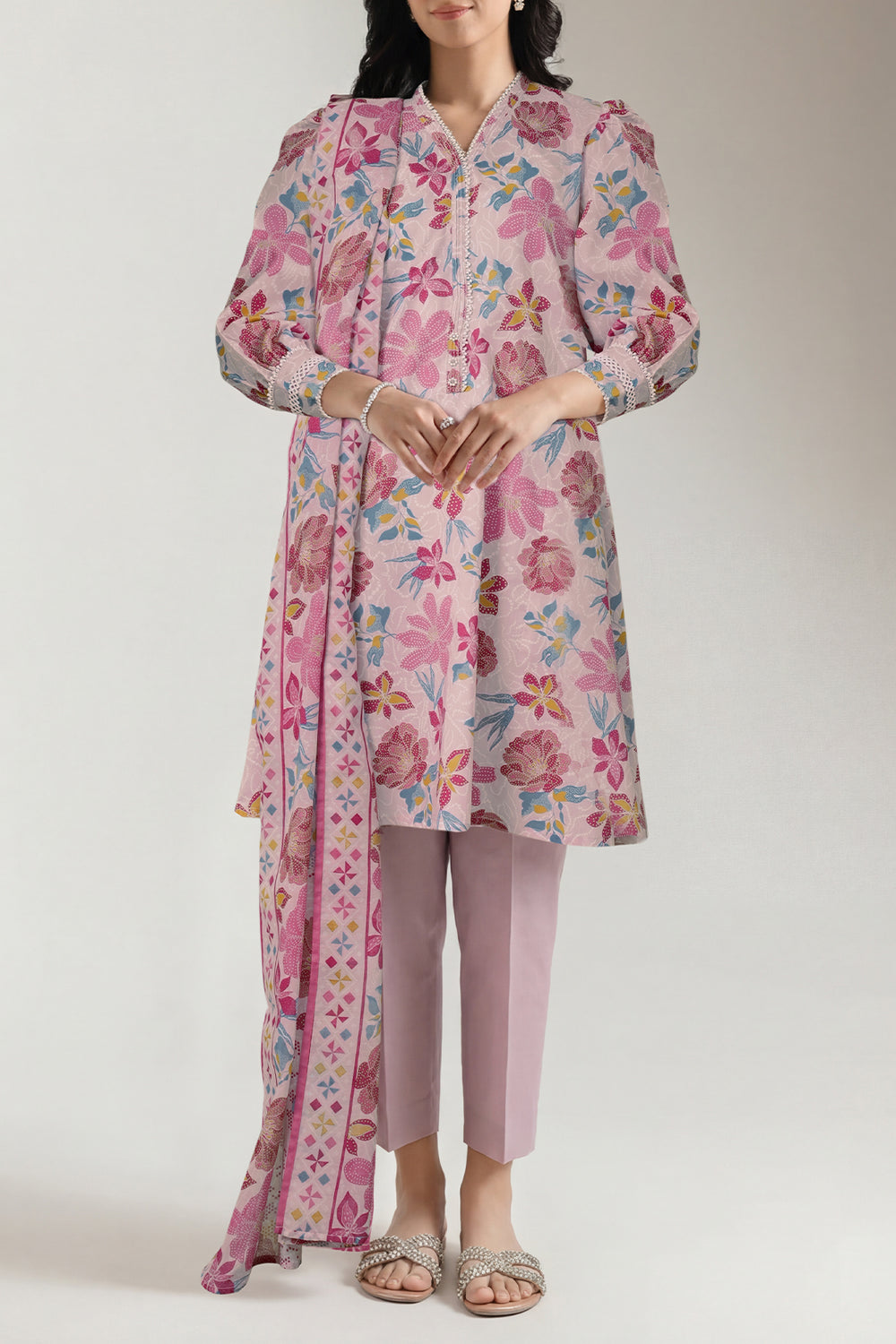 Unstitched Printed Lawn 3 Piece