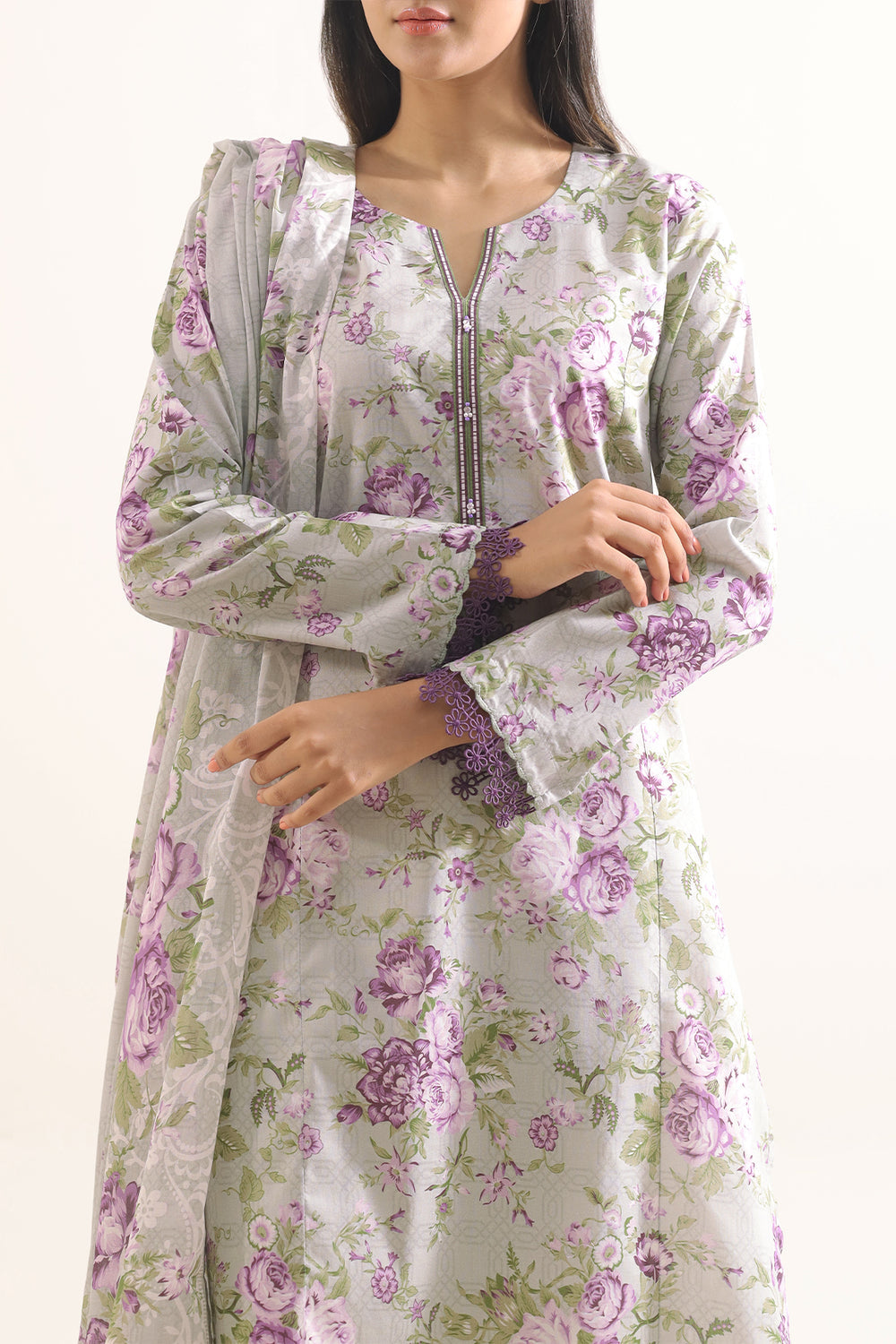 Unstitched Printed Lawn 3 Piece