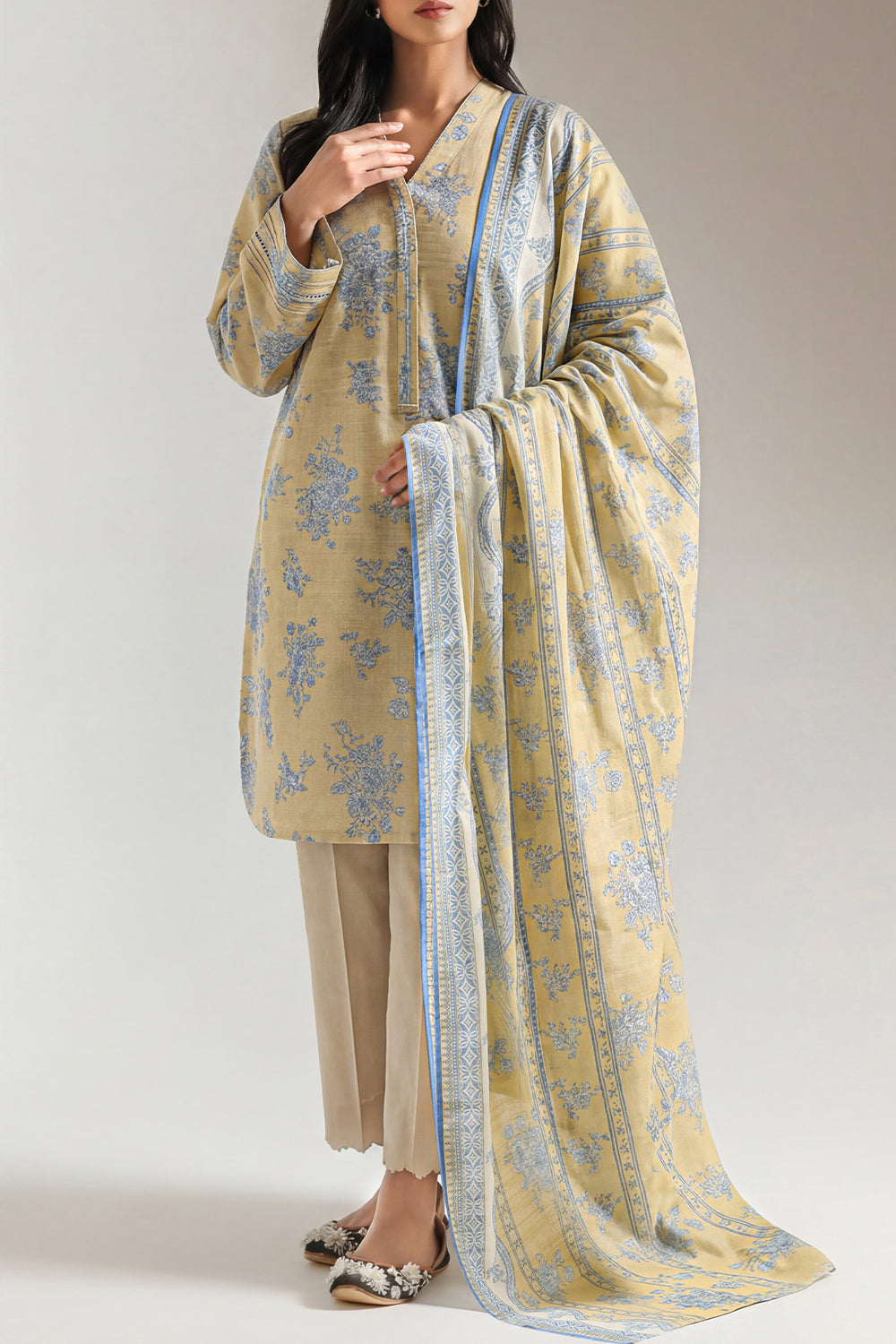 Unstitched Printed Lawn 3 Piece