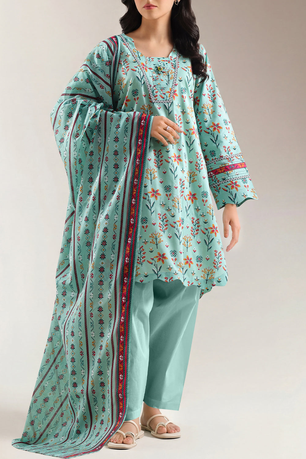 Unstitched Printed Lawn 3 Piece
