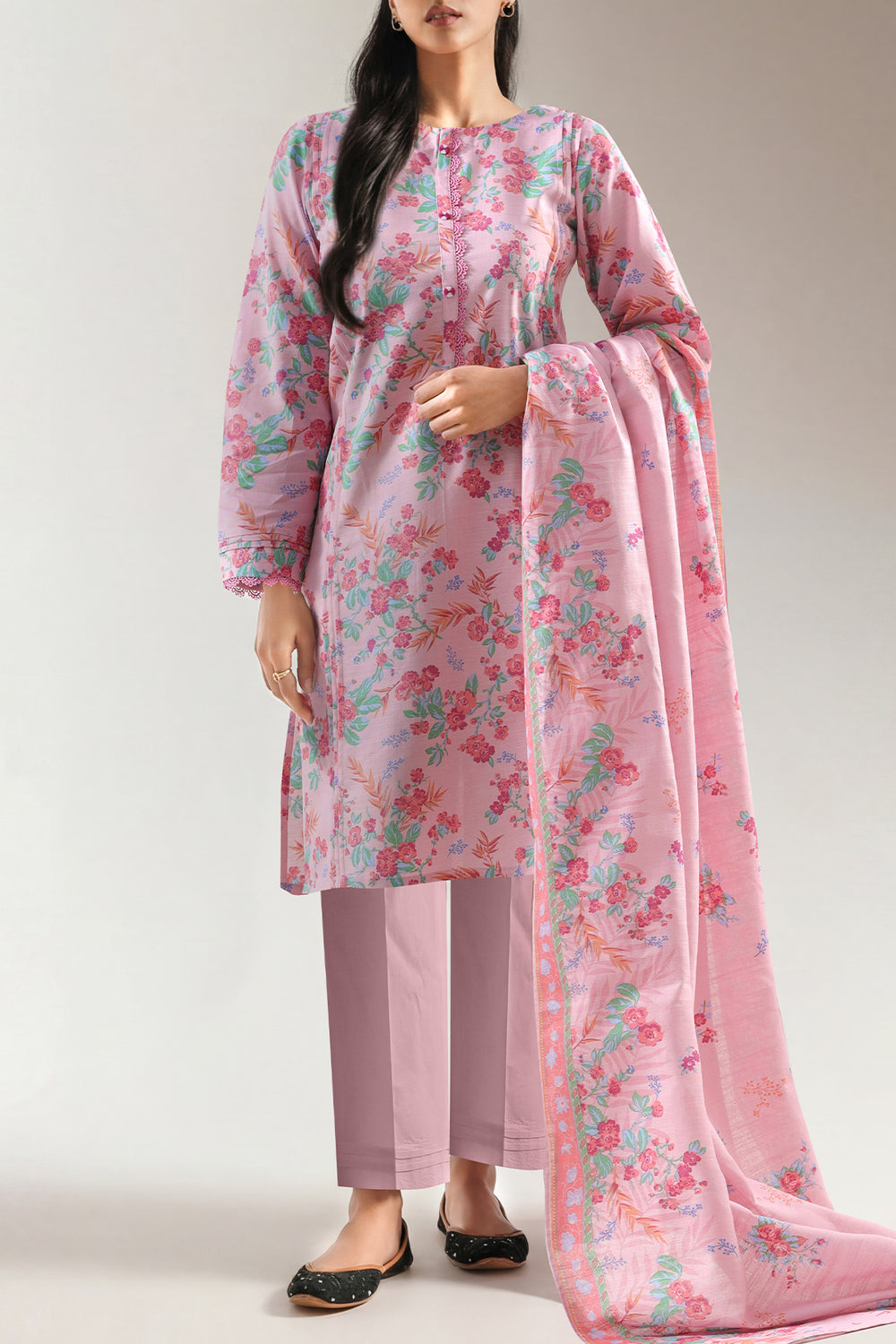 Unstitched Printed Lawn 3 Piece